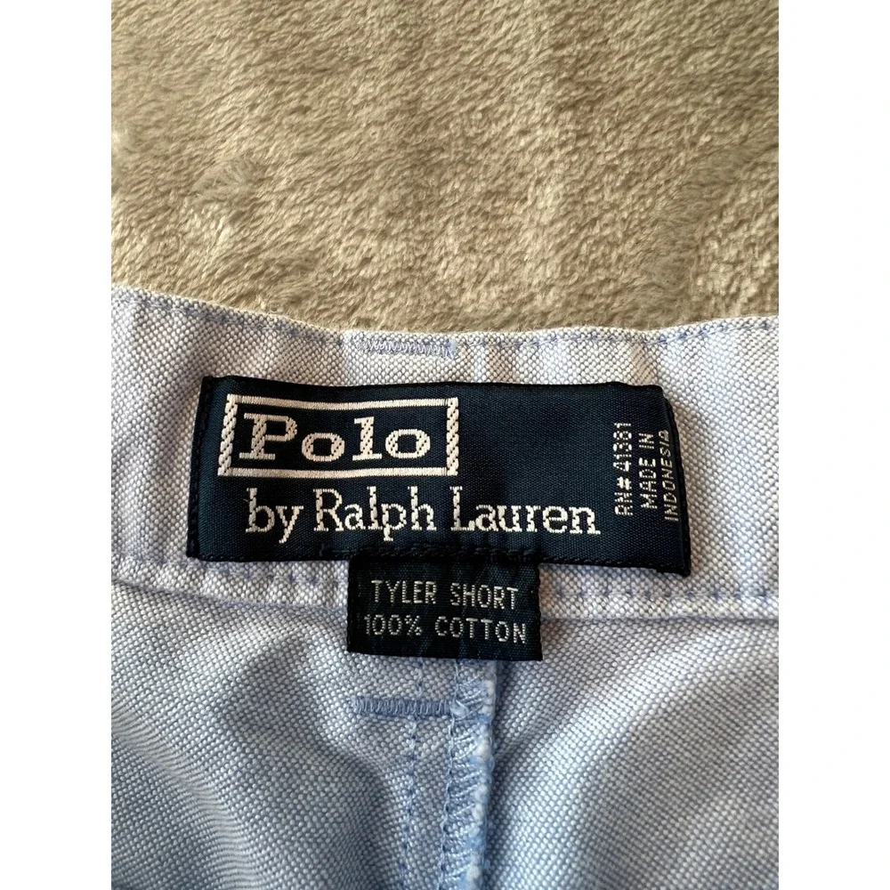Polo Ralph Lauren Tyler Short Mens 35 Blue Pleated Cotton Oxford Shorts